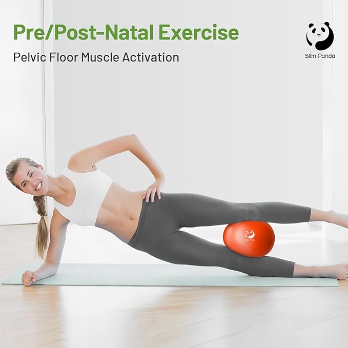Slim Panda Pilates Ball, 9 Inch Small Exercise Ball, Anti Burst Mini Yoga Ball for Stability, Workout, Barre, Core Strength, Physical Therapy, Balance, Stretching