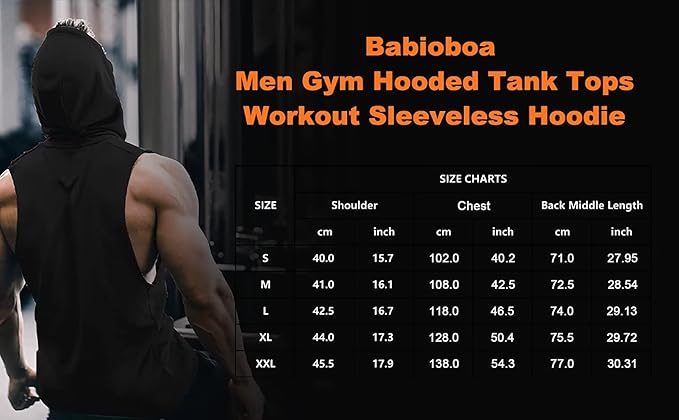 Babioboa Men's Workout Hooded Tank Tops Sports Training Sleeveless Gym Hoodies Bodybuilding Cut Off Muscle Shirts