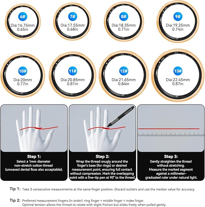 Smart Fitness and Activity Ring for Men and Women - Track Heart Rate Stress Sleep Steps and Blood Oxygen, 10ATM Waterproof Fitness Tracker for iPhone and Android, No Subscription Fee, Size 7