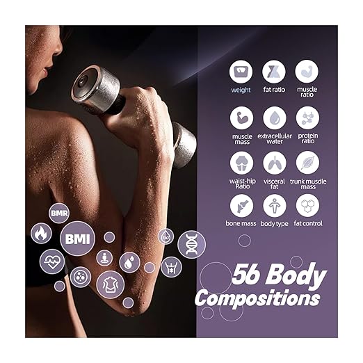 Smart Scale for Body Weight Multi-User Mobile App 8 Electrode Dual Frequency High Precision for Athletes Fitness Enthusiasts with BMI Body Fat Muscle Mass 56 Body Composition Indicators (Black)