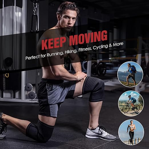Compression Knee Brace for Women & Men, 2-Pack Knee Sleeve for Running, Basketball & Hiking, Compression Sleeve for Gym, Sports & Workout – Knee Support for Daily Activities (S: 14–16")