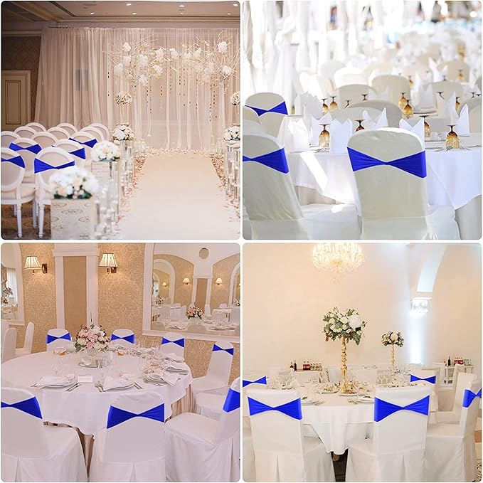 VDS Pack of 50 PCS | Lavender | Spandex Chair Sashes Bows Without Buckle | Stretch Elastic Banquet Universal Folding Chair Band Tie with for Wedding Party Conference Celebration Event Decoration