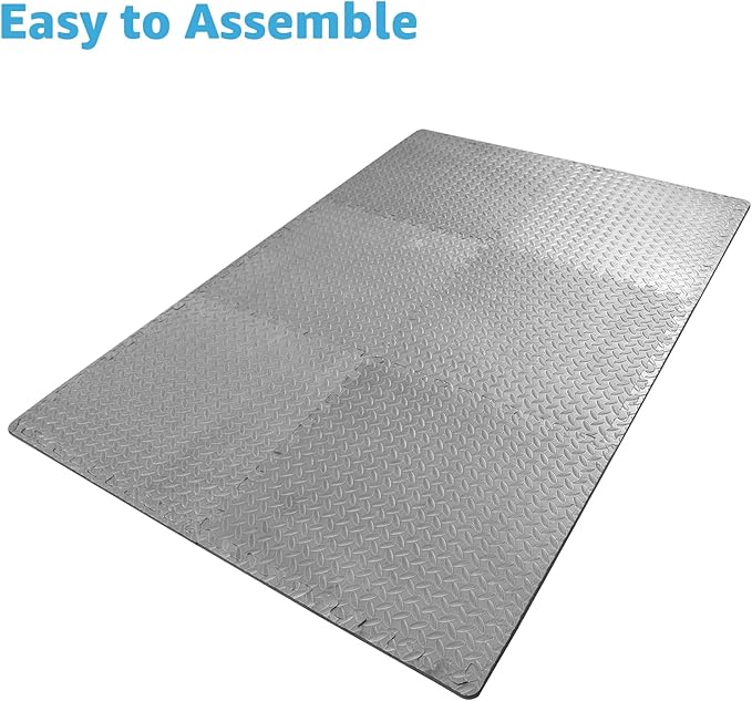 Art3d 24 Sq.Ft Eva Puzzle Exercise Mats, 1/2" Thick Foam Interlocking Tiles for Gyms, Flooring, Workout, Gym Equipments, Pack of 6, Grey