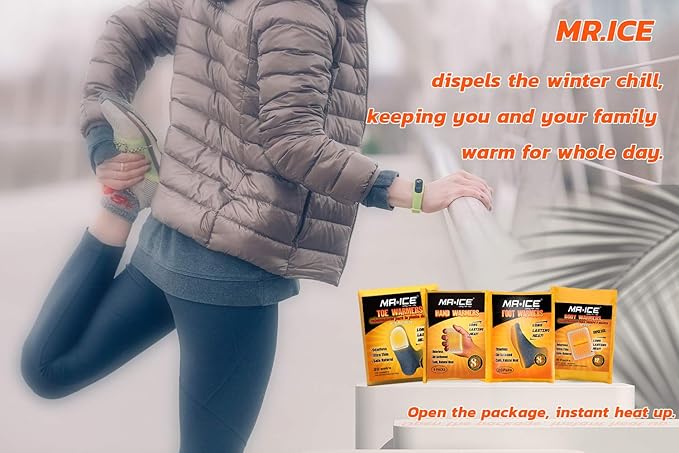 MR.ICE 7/14/20/40 Packs Body Warmers Large Pads for Women Men Kids, with Adhesive Backing Gives 12 Hours Warm (5.1" x 3.7"), Big Heat Sticker for Camping Hiking