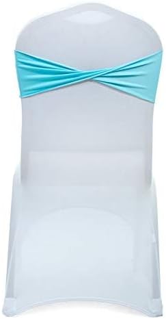 VDS Pack of 25 PCS | Aqua Blue| Spandex Chair Sashes Bows Without Buckle | Stretch Elastic Banquet Universal Folding Chair Band Tie with for Wedding Party Conference Celebration Event Decoration