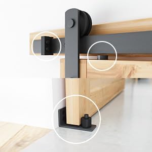 SMARTSTANDARD 8.2 FT Heavy Duty Sturdy Sliding Barn Door Hardware Kit, Black, (Whole Set Includes 1x Pull Handle Set & 1x Floor Guide) Fit 42"-48" Wide Door Panel (I Shape Hanger)