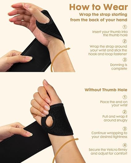 1pc Black Carpal Tunnel Wrist Brace, Adjustable Brace Night Support for Fitness, Right & Left Hands Weightlifting,Wraps for Women and Men