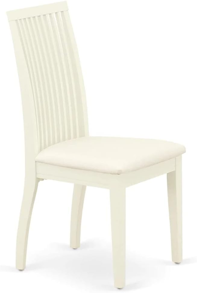 East West Furniture AMIP3-LWH-C 3 Piece Dining Set Contains a Round Dining Room Table with Pedestal and 2 Linen Fabric Upholstered Chairs, 36x36 Inch, Linen White