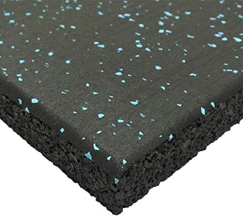 Genaflex Pro Heavy Duty Thick Rubber Gym Floor Tiles High Density Shock Absorbent Laminated Deadlift Mats - 1" Thick X 20" W X 20" L - 2.7 Sq. Ft. (Light Blue/Black, 12 Tiles - 32 Sq. Ft.)