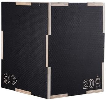 Happybuy 3 in 1 Plyometric Jump Box, 20/18/16 Inch Wooden Plyo Box, Anti-Slip Platform for Jumping Agility, Step Up Box for Home Gym Conditioning & Strength Training, Black
