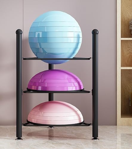 Half Balance Ball Storage Rack - Tier Floor Stand Organizer for Home Gym, Perfect for Bosu, Slam Balls, and Medicine Balls - Exercise Equipment Storage Solution