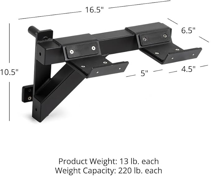 Titan Fitness T-2 Series Dumbbell Weight Bar Holders, Rack Mounted Spotter Arms, 440 LB Capacity, J-Hook Mounting with Nylon Cradle Liners, Strength Training Accessories