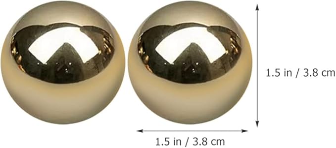 2Pcs Brass Exercise Ball 1.5 Inch Golden Solid Copper Metal Baoding Balls for Hand Therapy Stress Relief, Chinese Kung Fu Massage Acupressure Tool