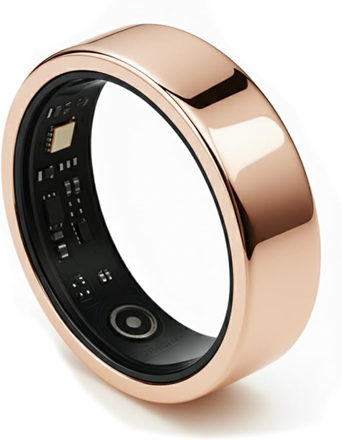Smart Ring for Women Men, Fitness & Health Tracker with Vital Signs Monitoring, Sleep Tracker, Remote Photography, No Subscription(Gold,12#)