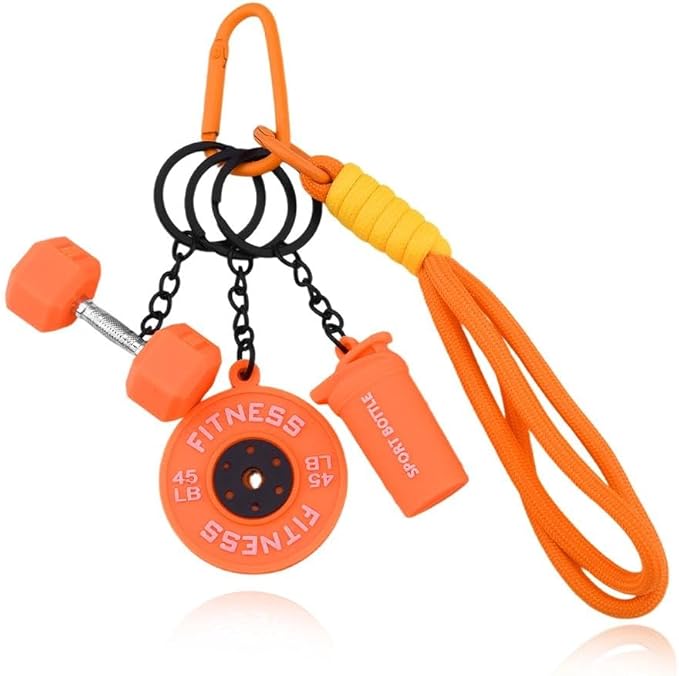 Fitness Gym Keychain Mini Dumbbell Weight Plate Sport Bottle Charm Motivational Gift for Gym Lovers Coaches Women Men