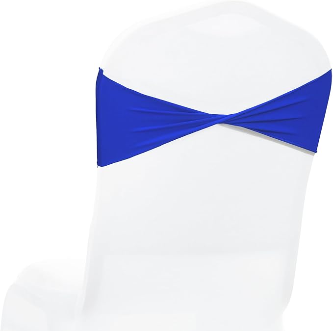 VDS Pack of 150 PCS | Royal Blue | Spandex Chair Sashes Bows Without Buckle | Stretch Elastic Banquet Universal Folding Chair Band Tie with for Wedding Party Conference Celebration Event Decoration