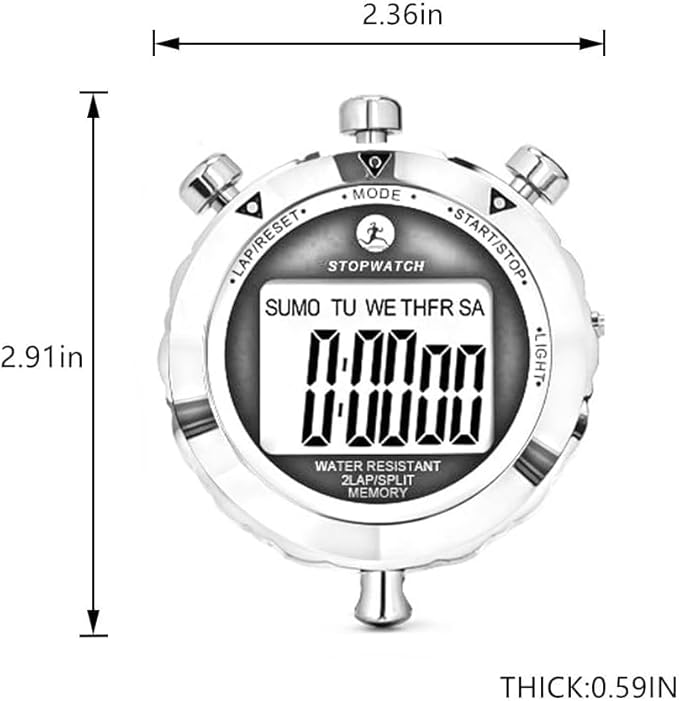 Stopwatch Timer, Digital Stop Watch with 0.01second & 0.001second Timing, Metal 10/100/400 Laps Memory, Rolilink Large dispaly Alarm Clock for Coach Sports Running Marathon