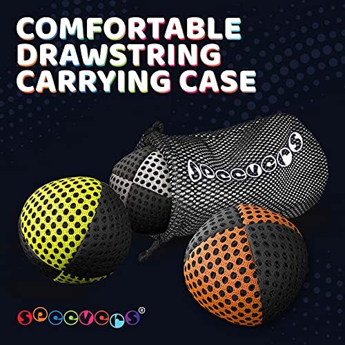 speevers Juggling Balls for Beginners and Professionals Set of 3, 14 Colors Available, 2 Layers of Net and Carry Case, Xballs Juggling Balls (3 Color Mix, 3.9 oz)