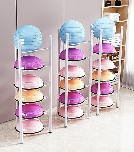 Exercise Ball Storage Rack - Home Gym Organizer for 3/5/6/7 Tier Floor Stand - Holds Bosu, Slam, Bowling & Medicine Balls - Durable, Space-Saving Design