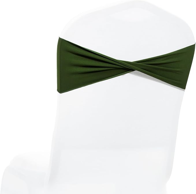 VDS Pack of 300 PCS | Olive Green | Spandex Chair Sashes Bows Without Buckle | Stretch Elastic Banquet Universal Folding Chair Band Tie with for Wedding Party Conference Celebration Event Decoration