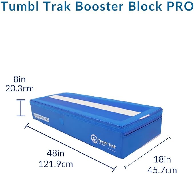 Tumbl Trak Booster Block Gymnastics Spotting Block (4ft x 18in x 8in) – Back Handspring Trainer & Plyo Jump Box for Kids & Adults, PRO Firm Core with Alignment Line, Royal Blue