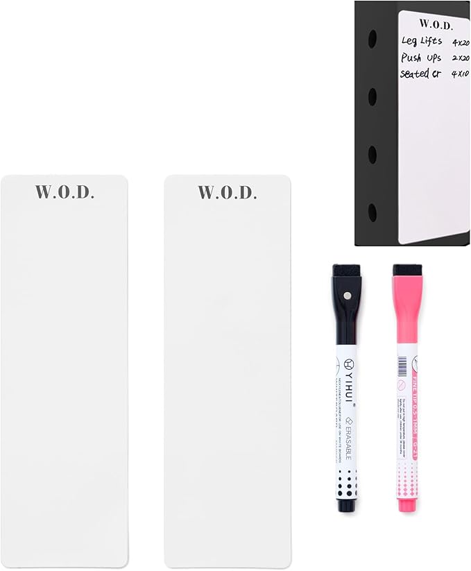 Mini Magnetic Fitness Tracker whiteboard for Squat Rack, 8.5" x 2.75" WOD Board for Home Gym Workouts with Dry Erase Markers, Portable Dry Erase Boards for Garage Gym, Weight Lifting Accessories