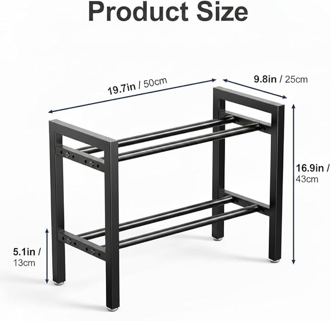 Dumbbell Rack, Adjustable 2-Tier Weight Rack for Home Gym, Compact Small Dumbbell Storage Rack for Dumbbells, Kettlebells and Weight Plates