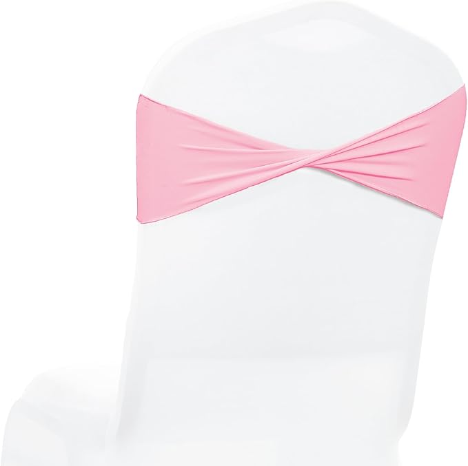 VDS Pack of 25 PCS | Pink | Spandex Chair Sashes Bows Without Buckle | Stretch Elastic Banquet Universal Folding Chair Band Tie with for Wedding Party Conference Celebration Event Decoration