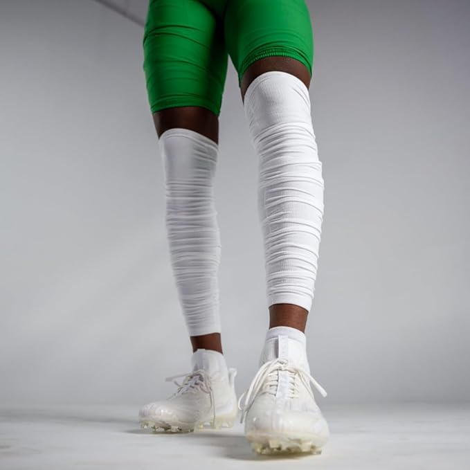 KUTFTBL Pre-Scrunched Football Leg Sleeves with Built-In Hidden Elastic Bands Performance Fabric Above or Below the Knee