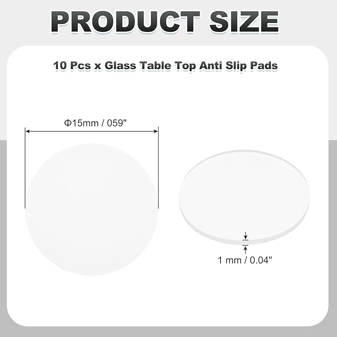 PATIKIL Glass Table Top Anti Slip Pads, 10Pcs 15mm Dia x 1mm Thick Clear Glasses Tables Silicone Bumper Pad for Photo Frame Furniture Kitchen Cabinets DIY Home Craft, White