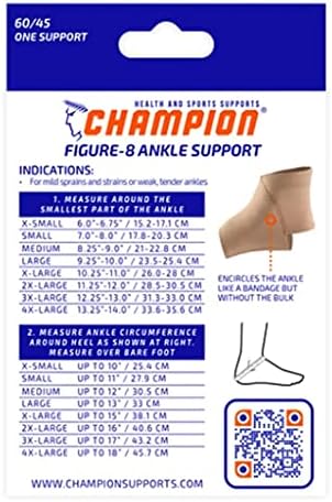 Champion Figure-8 Ankle Support, Light Elastic Compression Brace, Muscle Joint Recovery, Beige, Small