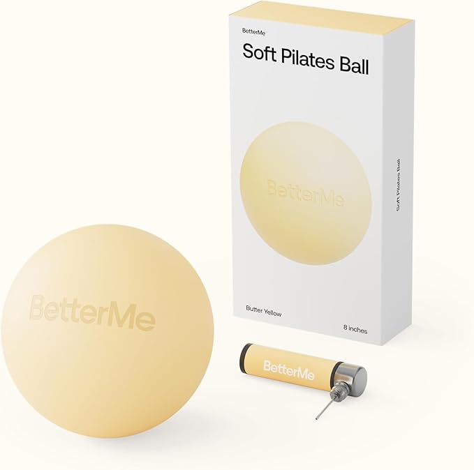 BetterMe Soft Pilates Ball – 8 Inch Mini Exercise Ball for Pilates, Yoga & Core Training – Small Stability Ball for Women – Portable Workout Tool