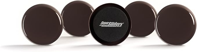 Super Sliders 2-1/2" Round Reusable Furniture Sliders for Carpet, Anti-Slip Protective Furniture Moving Pads for Beds, Sofas, Dressers, Set of 8, Brown