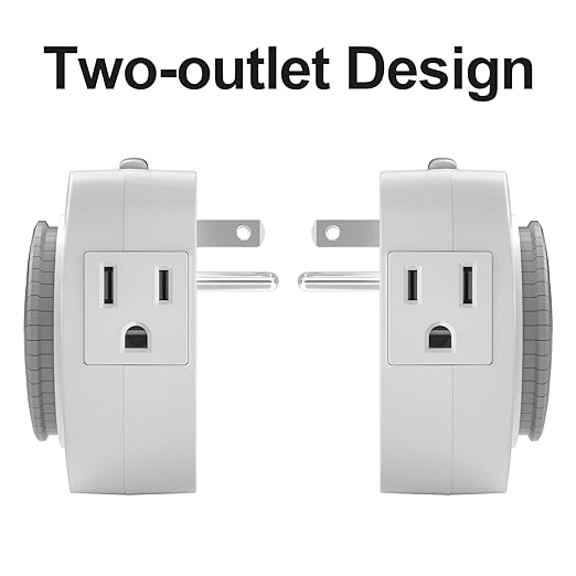 24 Hour Indoor Mechanical Timer with 2 Ground 3 Plug Socket Timer，30 min Daily on/Off Cycle for Lamps, Christmas Tree Lights, ETL Certified, White，4 Pack
