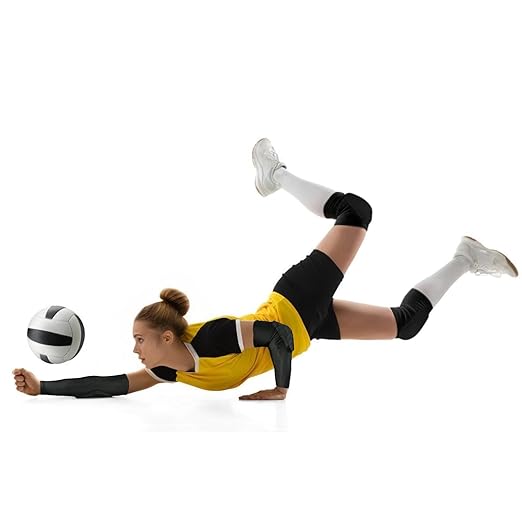 Volleyball Knee Pads and Arm Sleeves with Elbow Pads Set, High Protection Arm Pads Knee Pads for Youth Girls Boys Women Men Volleyball Basketball Football Skateboarding Wrestling Dance (Black/S)