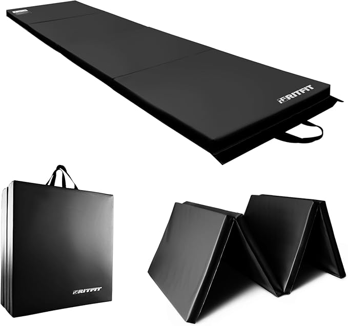 RitFit Upgraded Folding Exercise Mat, 2 Inch Thick Gymnastics Mat 3’x6’,4’x8’,4x10’,2'x8' with Carrying Handles for Yoga, MMA, Stretching, Core Workouts and Home Gym Protective Flooring