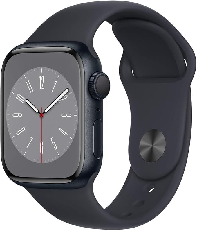 Apple Watch Series 8 [GPS, 41mm] - Midnight Aluminum Case with Midnight Sport Band, M/L (Renewed)