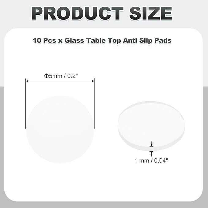 PATIKIL Glass Table Top Anti Slip Pads, 10Pcs 5mm Dia x 1mm Thick Clear Glasses Tables Silicone Bumper Pad for Photo Frame Furniture Kitchen Cabinets DIY Home Craft, White