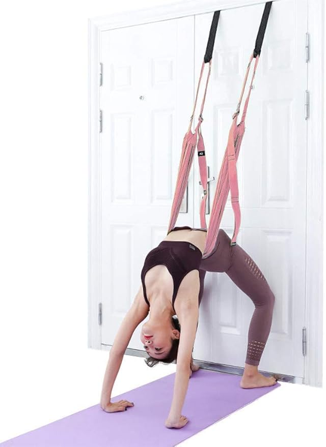 Multi-Purpose Waist Exercise Band - Waist Back Bend Assist Trainer Flexibility & Yoga Stretching Leg Stretcher Strap w/Door Anchor for Dance Gymnastics Training Fitness