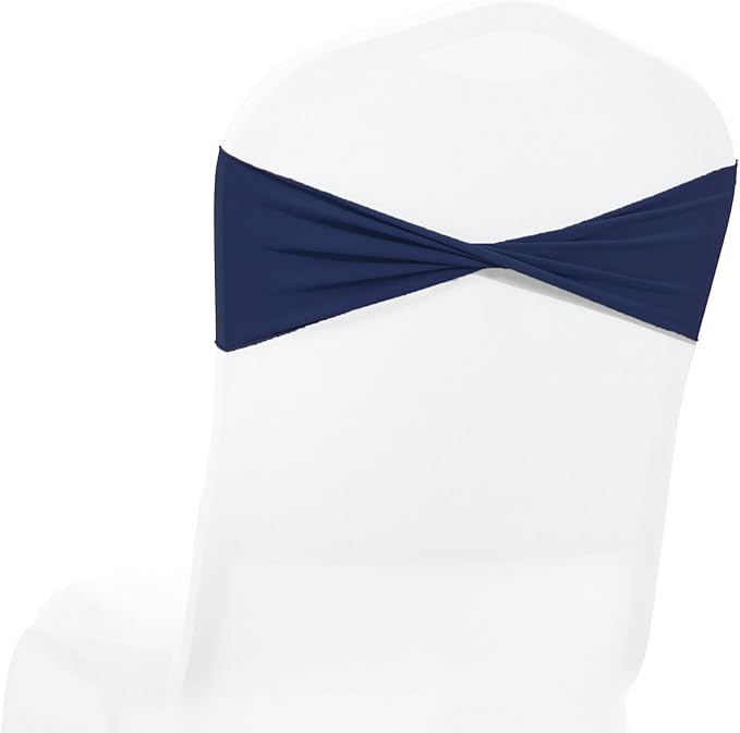 VDS Pack of 300 PCS | Navy Blue | Spandex Chair Sashes Bows Without Buckle | Stretch Elastic Banquet Universal Folding Chair Band Tie with for Wedding Party Conference Celebration Event Decoration