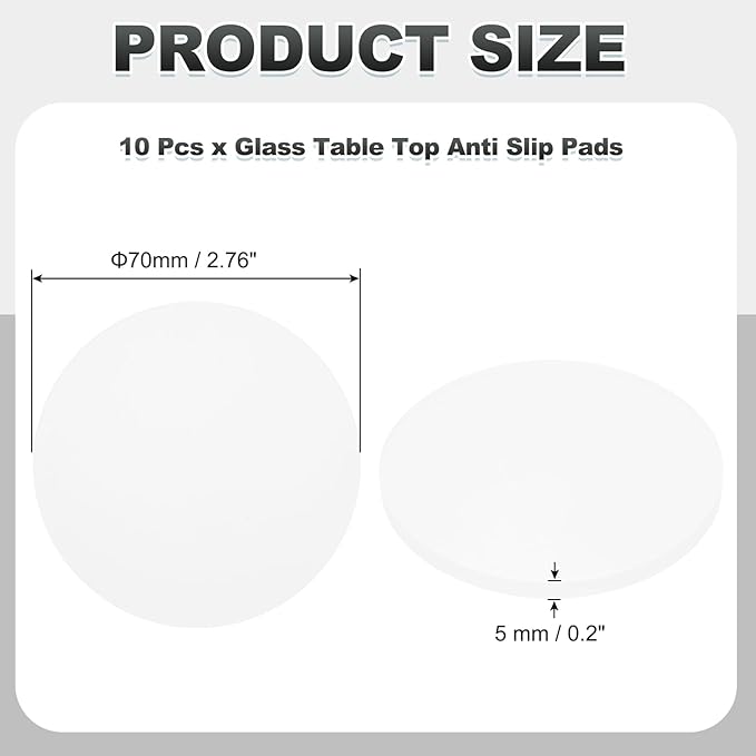PATIKIL Glass Table Top Anti Slip Pads, 10Pcs 70mm Dia x 5mm Thick Clear Glasses Tables Silicone Bumper Pad for Photo Frame Furniture Kitchen Cabinets DIY Home Craft, White