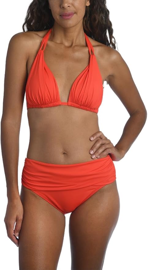 Island Goddess Rouched Halter Bikini Swimsuit Top