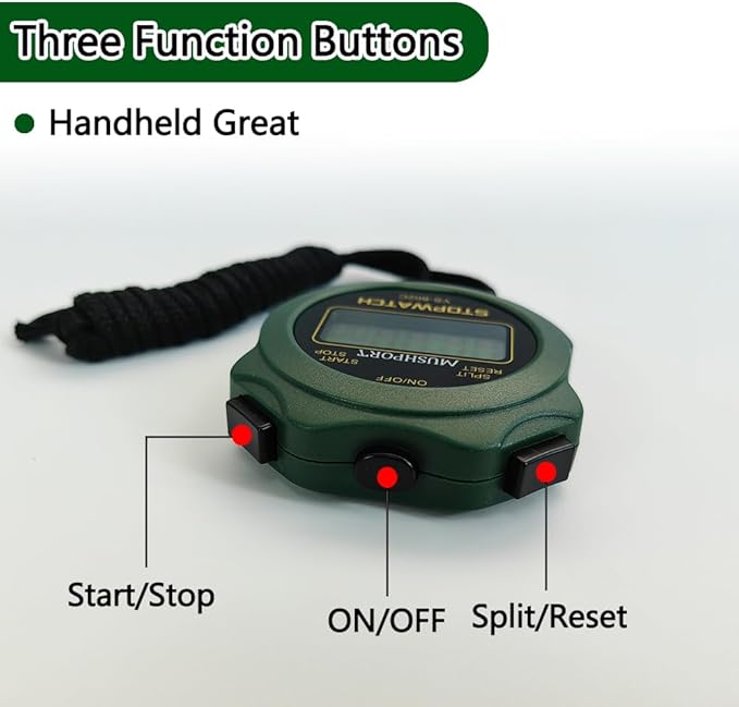 Stopwatch Timer Only Stopwatch Mode, ON/Off Silent Large Display Simple Operation, Without Clock Date Countdown, Digital Stop Watch for Sports Kids Coaches, Green