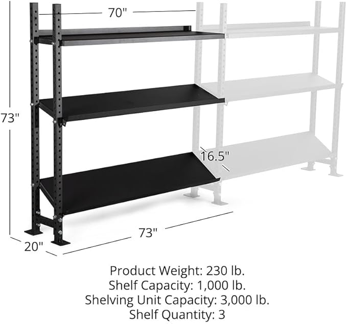 Titan Fitness Add-On Elite Series Mass Storage System for Dumbbell Kettlebell Slam Ball Storage, Bolt-On Adjustable Shelves