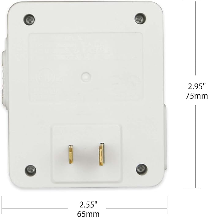 OSKOS Indoor 24-Hour Mechanical Outlet Timer, 30-Minute Intervals, 1 Polarized Outlets, Daily On/Off Cycles for Christmas Lights and Small appliances, ETL Listed, 2-Pack
