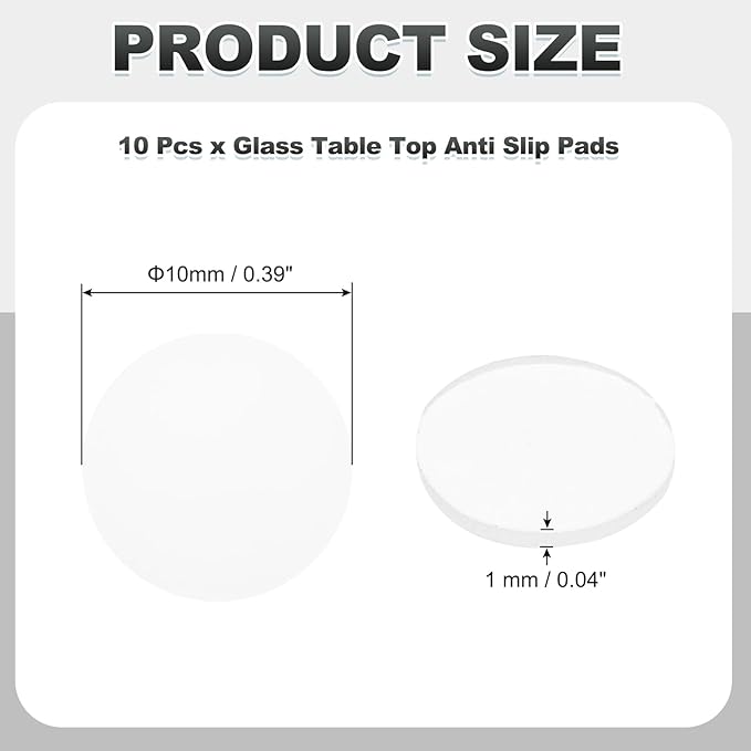 PATIKIL Glass Table Top Anti Slip Pads, 10Pcs 10mm Dia x 1mm Thick Clear Glasses Tables Silicone Bumper Pad for Photo Frame Furniture Kitchen Cabinets DIY Home Craft, White