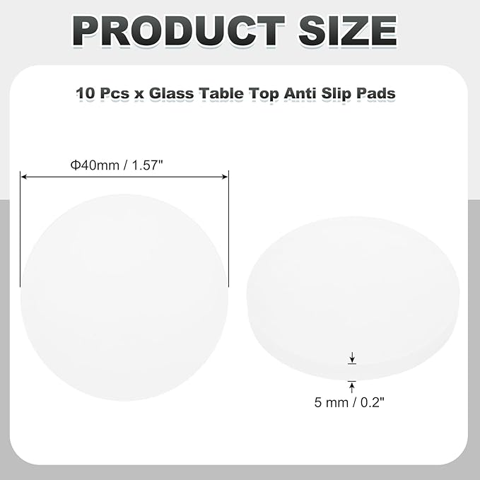 PATIKIL Glass Table Top Anti Slip Pads, 10Pcs 40mm Dia x 5mm Thick Clear Glasses Tables Silicone Bumper Pad for Photo Frame Furniture Kitchen Cabinets DIY Home Craft, White