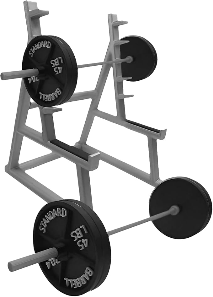Funny Barbell Pen Holder, Mini Squat Rack Pen Holder Ornaments with 4pcs Weight Plates, Mini Plastic Weight Rack Pencil Holder Home Decor Gift for Fitness and Weightlifting Fans(COLOR:gray black)