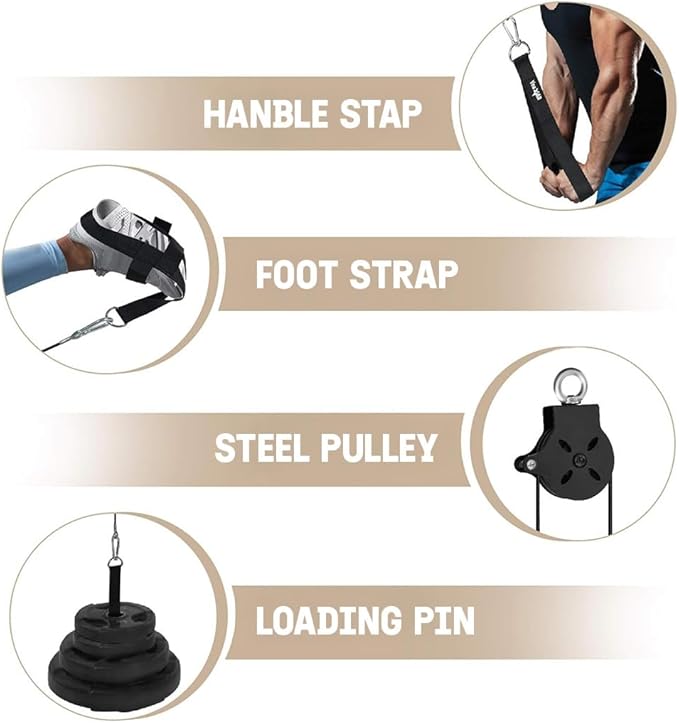 Yes4All Cable Machine Attachment, Row Handles, Tricep Rope, Straight Bar, V Bar, LAT Pulldown Accessories Load 880 LB for Home Gym