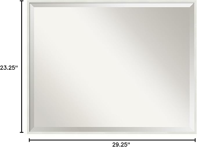 Amanti Art White Bathroom Mirror for Over Sink, 23x29 Lucie White Rectangle Vanity Mirror, Large Modern Wood Frame, Hangs Horizonally and Vertically, Bathroom Wall Decor, Beveled Edge from WI, USA